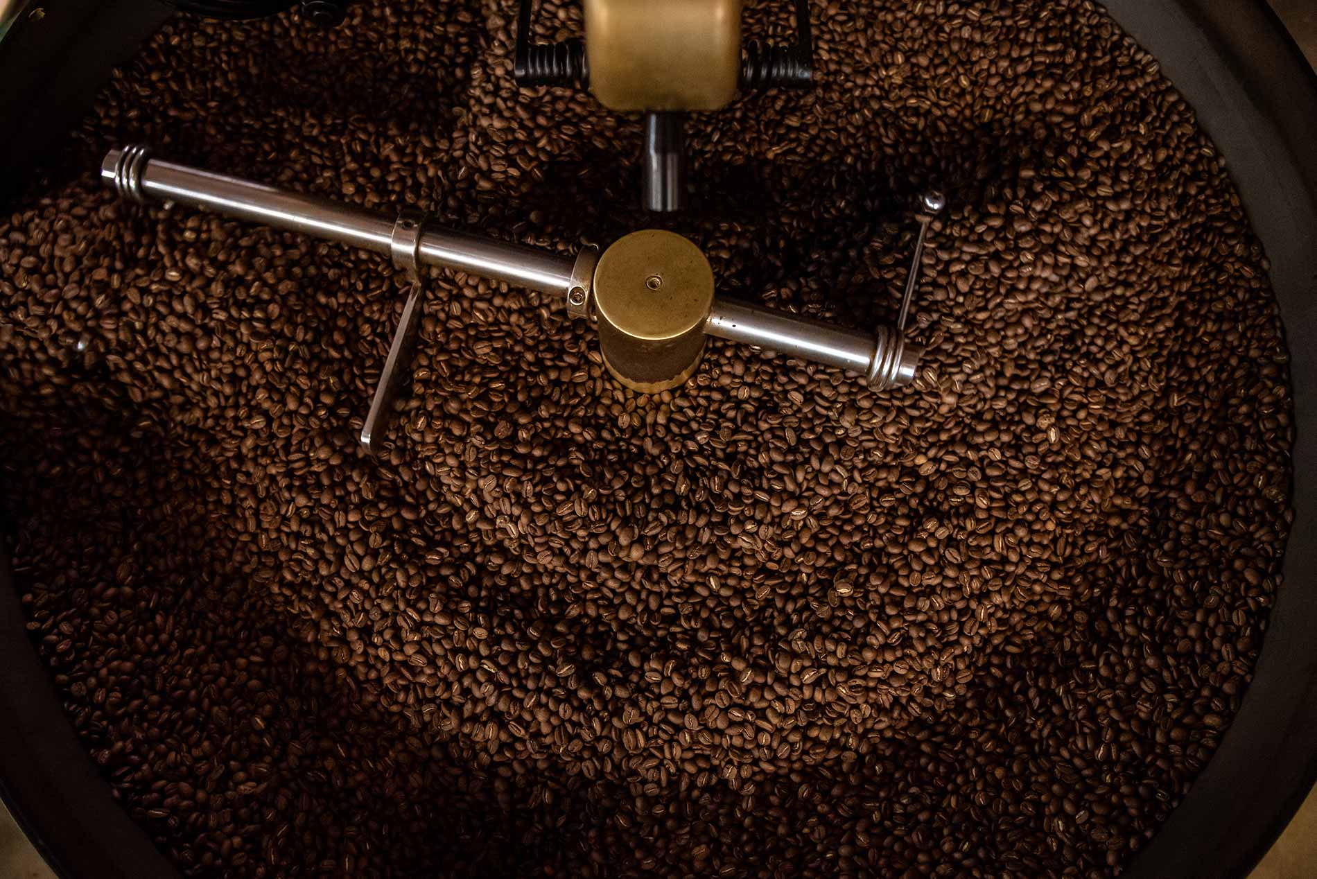 coffee in a roaster