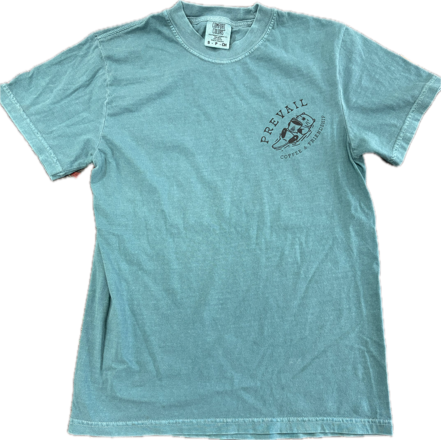 Coffee & Friendship + Tug the Otter T-Shirt | Emerald